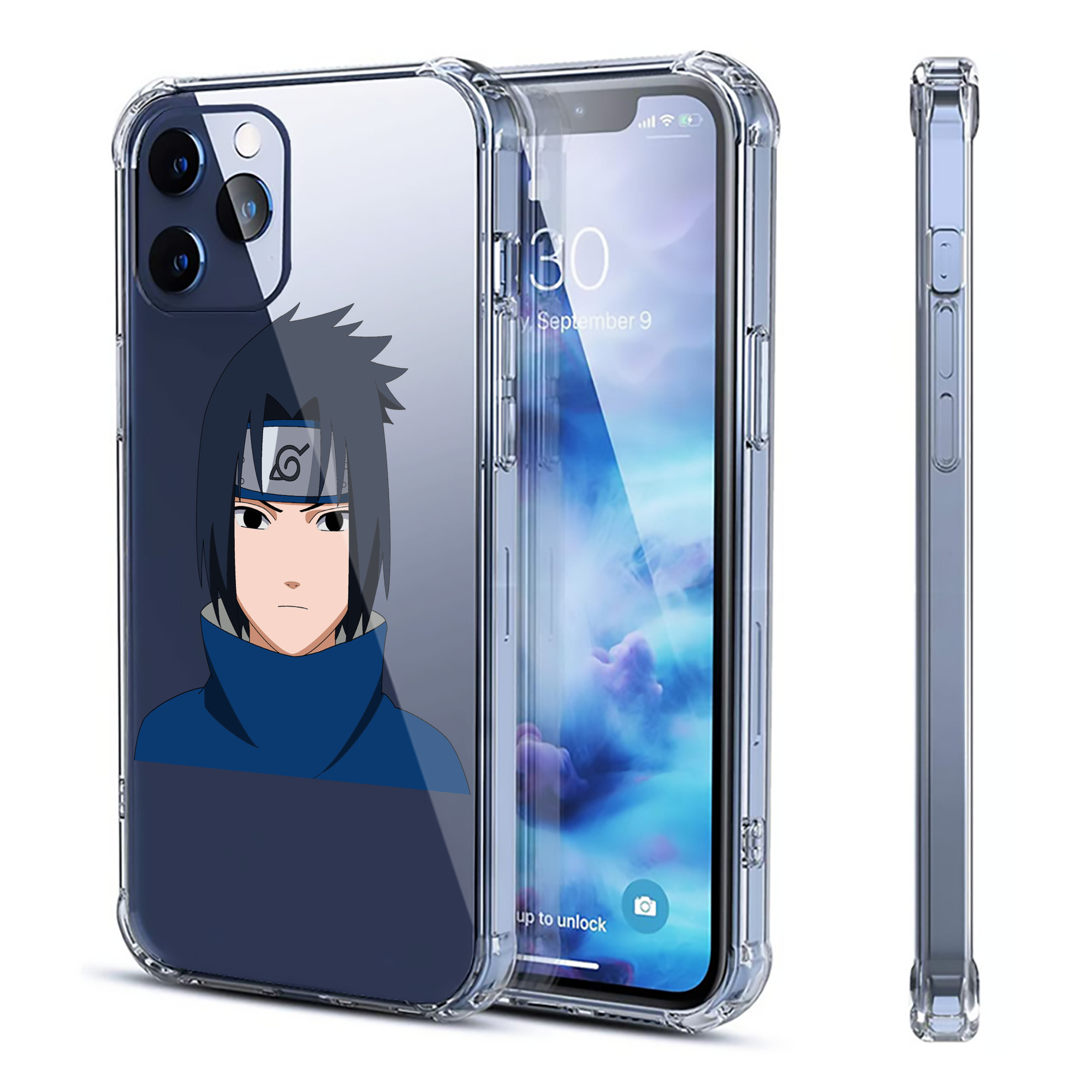 （画像用） NARUTO -ナルト- うちは サスケ Uchiha Sasuke 【iPhone 12シリーズ対応】透明スマホケース（クリアソフトケース）